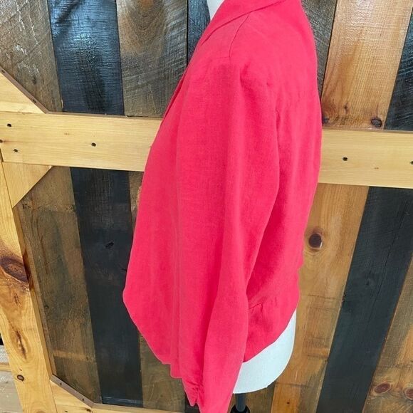 Love Tree fly front linen jacket w/ ruched sleeve - Picture 5 of 5